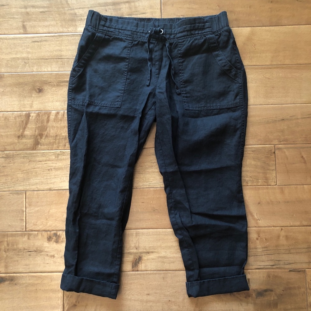 Athleta Linen Crop Pants with Tie Waist Sz 14